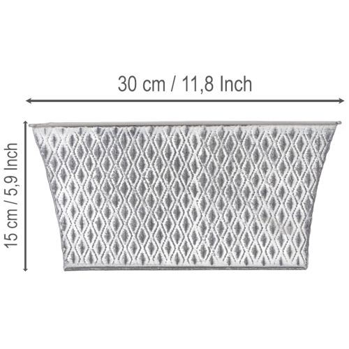 Bol en zinc à motif losanges 30 cm × 18 cm H 15 cm | Floristik24.be