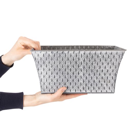 Bol en zinc à motif losanges 30 cm × 18 cm H 15 cm | Floristik24.be
