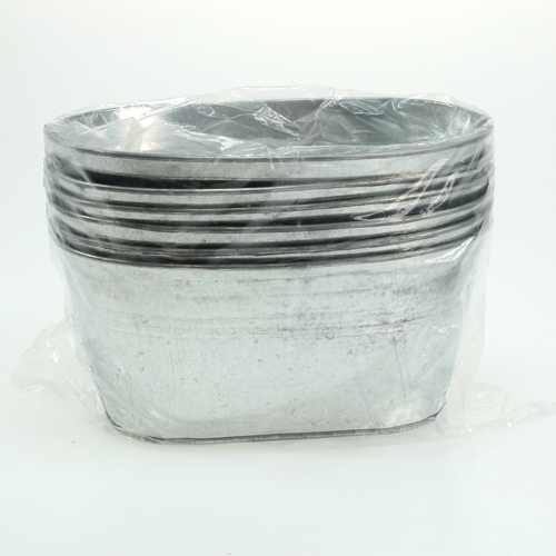 Floristik24 Bol en zinc ovale argent 21,5cm x 14cm x 10cm 6 pcs