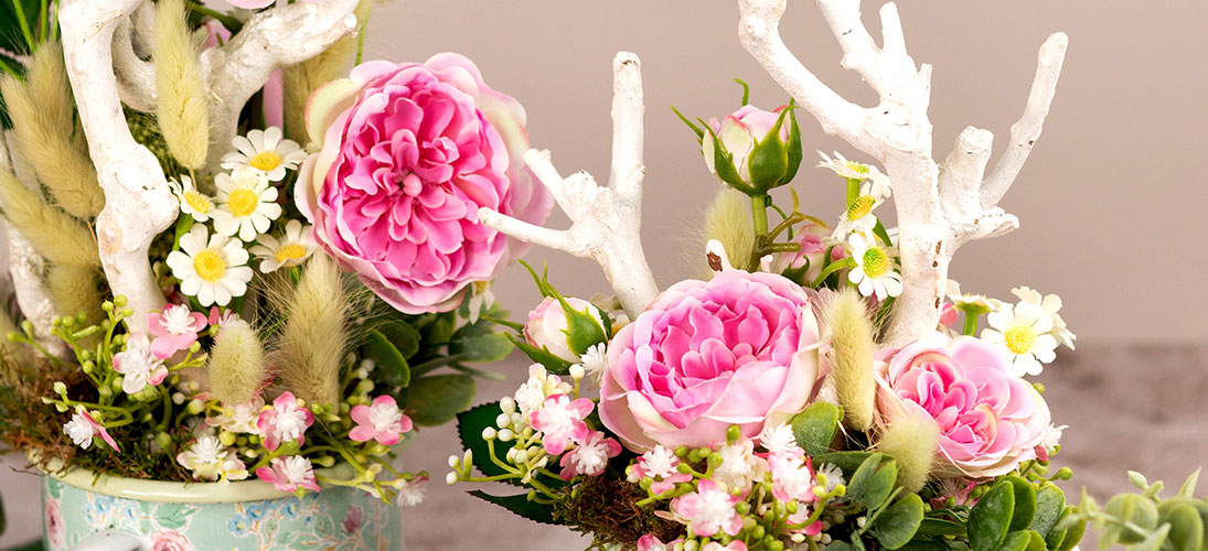 Roses déco en mousse et en soie