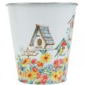Floristik24 Pot en tôle avec nichoirs, décoration estivale, jardinière H14,5cm Ø13,5cm