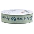 Floristik24 Ruban cadeau Hello Baby ruban décoratif vert 25mm 16m
