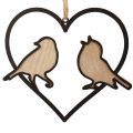 Floristik24 Décoration à suspendre coeur avec oiseaux décoration à suspendre 12cm 4pcs