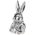 Floristik24 Lapin de Pâques décoratif Buste de lapin décoratif en céramique argentée H23cm