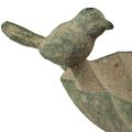 Floristik24 Bol de bain d&#39;oiseaux décoratif en métal vert antique 21×17×35,5cm