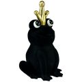 Floristik24 Grenouille déco, prince grenouille, décoration printanière, grenouille avec couronne dorée noir 40,5cm