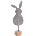 Floristik24 Décoration de table sur pied décoration lapin de Pâques feutre gris 50cm