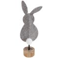 Floristik24 Décoration de table sur pied décoration lapin de Pâques feutre gris 50cm