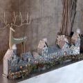 Rangée décorative de maisons avec porte-bougies chauffe-plat, décoration de l'Avent, 68 cm | Floristik24.be