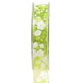 Floristik24 Ruban de printemps avec fleurs ruban cadeau vert 20mm 20m