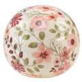 Floristik24 Boule en céramique avec fleurs faïence décorative en céramique 12cm