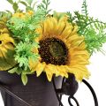 Floristik24 Brouette à arrangement de fleurs artificielles tournesol 30cm