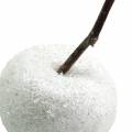 Floristik24 Pommes déco blanches avec paillettes 5.5–6.5cm 12pcs