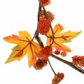 Floristik24 Guirlande d&#39;automne avec feuilles d&#39;érable et cônes orange 1.28m