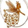 Floristik24 Pendentif elfe fleuri, décoration printanière, anneau décoratif avec fée, patine Ø17cm 3pcs