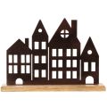 Décoration de rangée de maisons, en métal avec base en bois, 30 cm | Floristik24.be