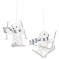 Floristik24 Pendentif ours polaire sur skis avec écharpe pour l'accrocher, 10 cm, lot de 2