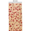 Branches décoratives en ruban avec baies rouges pailletées, 40 mm x 15 m | Floristik24.be
