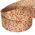 Branches décoratives en ruban avec baies rouges pailletées, 40 mm x 15 m | Floristik24.be