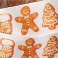 Ruban cadeau orné de figurines en pain d'épice. Ruban festif pour les cadeaux de Noël. 25 mm x 18 m. | Floristik24.be