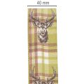 Ruban décoratif à motif tête de cerf et carreaux, 40 mm x 15 m | Floristik24.be