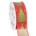Floristik24 Ruban cadeau sapin de Noël avec étoiles 40 mm 15 m