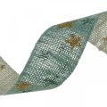 Floristik24 Ruban cadeau noeud ruban avec étoiles bleu or 25mm 15m