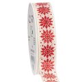 Floristik24 Ruban décoratif à flocons de neige, emballage cadeau, hiver, 25 mm x 20 m