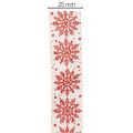 Ruban décoratif à flocons de neige, emballage cadeau, hiver, 25 mm x 20 m | Floristik24.be
