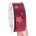 Floristik24 Ruban décoratif scintillant à motif d'étoiles pour décorations de Noël, 40 mm x 15 m