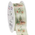 Floristik24 Ruban décoratif à motif de cerf, de forêt et de fleurs, 40 mm x 15 m