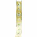 Floristik24 Ruban organza fleurs jaunes 15mm ruban de tissu ruban décoratif décoration d&#39;été 20m