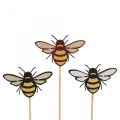 Floristik24 Bouchon abeille bouchon fleur en bois couleur nature 34cm 12pcs