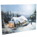 Floristik24 Paysage d&#39;hiver mural LED avec maison 38×28cm Pour batterie