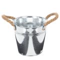 Floristik24 Seau en métal brillant avec poignées en corde, Ø16cm