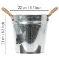 Seau en métal brillant avec poignées en corde, Ø22cm | Floristik24.be