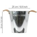 Seau en métal brillant avec poignées en corde, Ø25cm | Floristik24.be