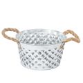 Floristik24 Bol en tôle avec anses en corde Ø18cm H10cm