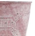 Floristik24 Pot en tôle rose ornementé délavé Ø 14 cm H. 12,5 cm