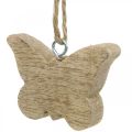 Floristik24 Pendentif en bois, coeur papillon fleur, décoration printanière naturel H5.5/4cm 12 pièces