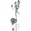Floristik24 Décoration de jardin, bouchon décoratif fleur elfe, décoration printemps, bouchon métal, fée avec coeurs, Saint Valentin 2pcs