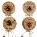 Floristik24 Bouchon fleur Bouchon décoratif abeille en bois avec dicton 7x27,5cm 12 pièces