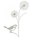 Floristik24 Bouchon fleur métal déco allium oiseau blanc 20×52cm