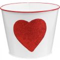 Floristik24 Cache-pot blanc avec coeur dans cache-pot rouge Ø18cm H13.5cm