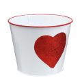 Floristik24 Cache-pot blanc avec coeur dans cache-pot rouge Ø18cm H13.5cm