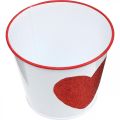 Floristik24 Cache-pot blanc avec coeur dans cache-pot rouge Ø13cm H10.5cm