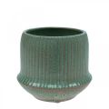 Floristik24 Cache-pot en céramique à rainures vert Ø12cm H10.5cm