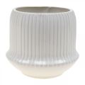 Floristik24 Cache-pot en céramique à rainures blanc Ø14.5cm H12.5cm