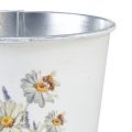 Floristik24 Pot de fleurs jardinière métal fleurs blanches 12,5cm H11,5cm