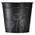 Floristik24 Pot de fleur jardinière noir argent métal Ø12,5cm H11,5cm